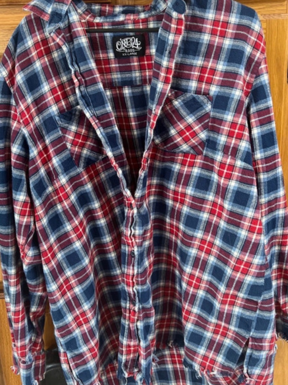 One 24 Boutique Red, White, and Blue Flannel XXL
